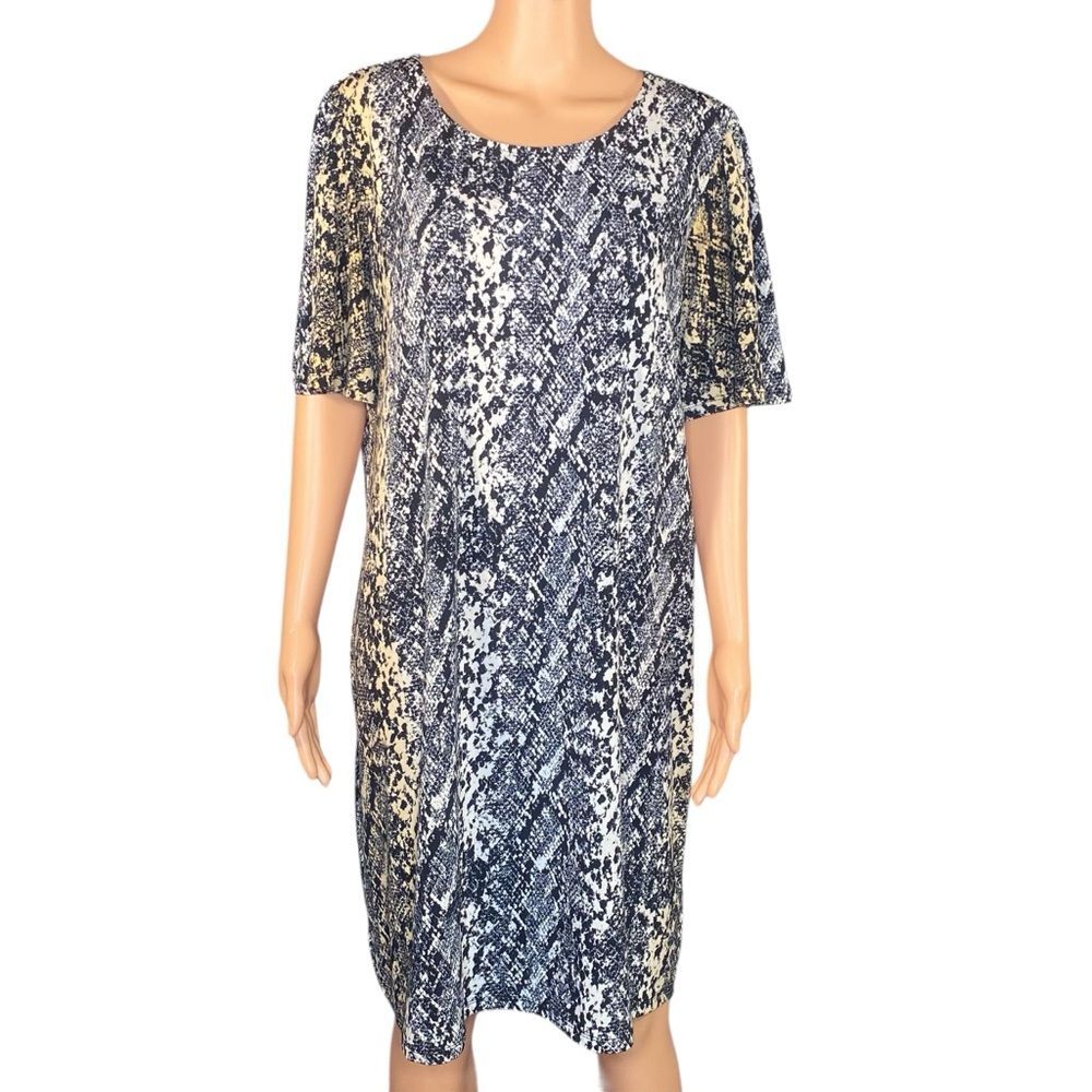 Alexandra + Oak Casual Slip Dress Knee Length Snake Print Short Sleeve SZ XL